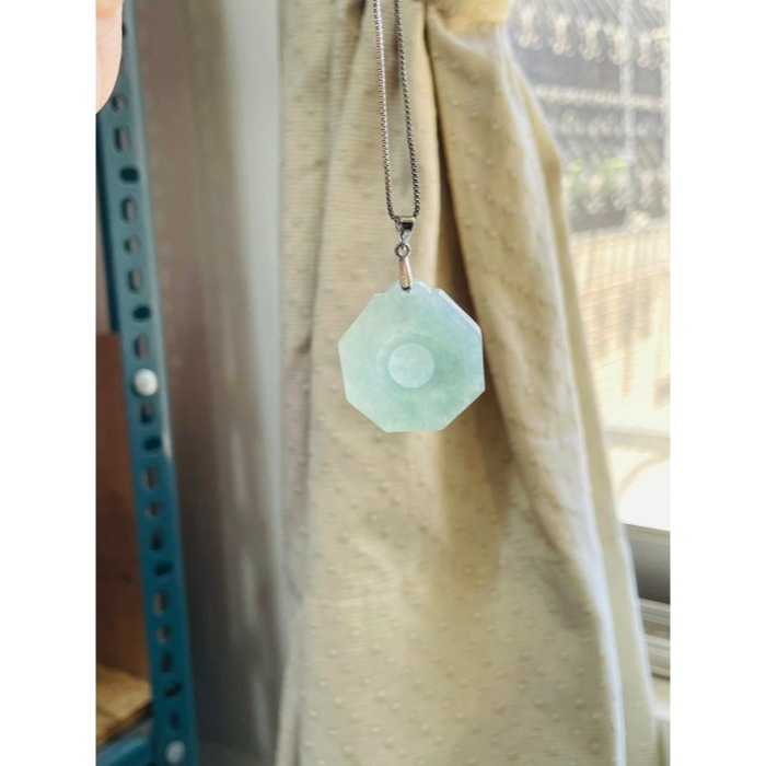 天然A貨緬甸玉 冰潤晴藍太極八卦翡翠玉墜 起冰滿綠底色 晶透帶色有水頭 大小易配戴-細節圖8