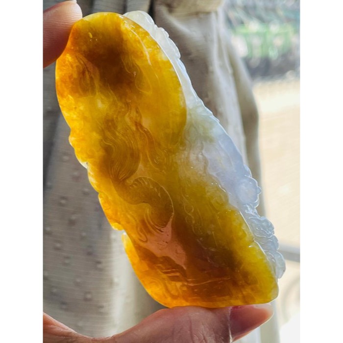 天然A貨緬甸玉 藏家件 老坑冰三彩大師精工御龍三面六臂大黑天翡翠佛墜 冰春彩油黃水石料 色滿分明 絕頂好料霸氣雕工 三證-細節圖7