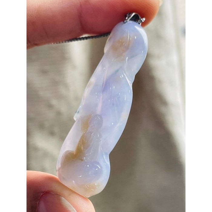 天然A貨緬甸玉 冰膠艷紫三彩隨形雕福慧圓滿翡翠佛墜 老坑冰芙蓉底妝 妖紫梨黃藍花 色艷多彩 附台証-細節圖3