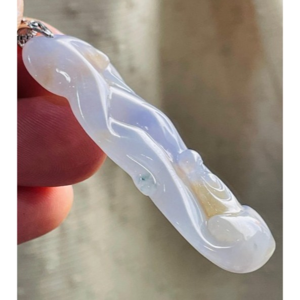 天然A貨緬甸玉 冰膠艷紫三彩隨形雕福慧圓滿翡翠佛墜 老坑冰芙蓉底妝 妖紫梨黃藍花 色艷多彩 附台証-細節圖4