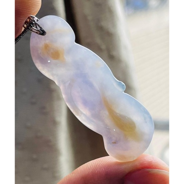 天然A貨緬甸玉 冰膠艷紫三彩隨形雕福慧圓滿翡翠佛墜 老坑冰芙蓉底妝 妖紫梨黃藍花 色艷多彩 附台証-細節圖6