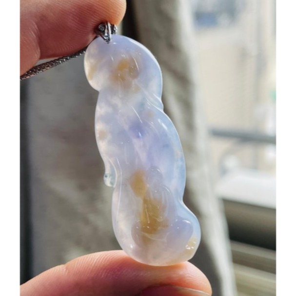 天然A貨緬甸玉 冰膠艷紫三彩隨形雕福慧圓滿翡翠佛墜 老坑冰芙蓉底妝 妖紫梨黃藍花 色艷多彩 附台証-細節圖7