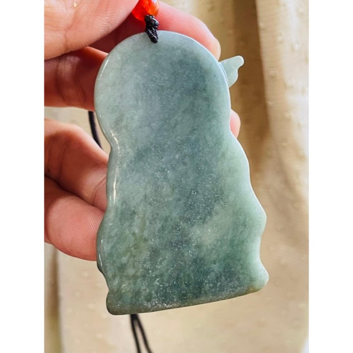 天然A貨緬甸玉 細潤油青瑤池金母/王母娘娘翡翠玉墜 透光無晶體底妝 滿底色 完美一刀切 法像慈悲祥和-細節圖6