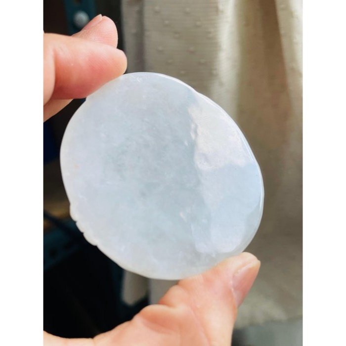 天然A貨緬甸玉 白冰坐蓮大日如來翡翠佛牌 起冰晶透 一刀切透手影 手結智拳印法像清晰莊嚴-細節圖6