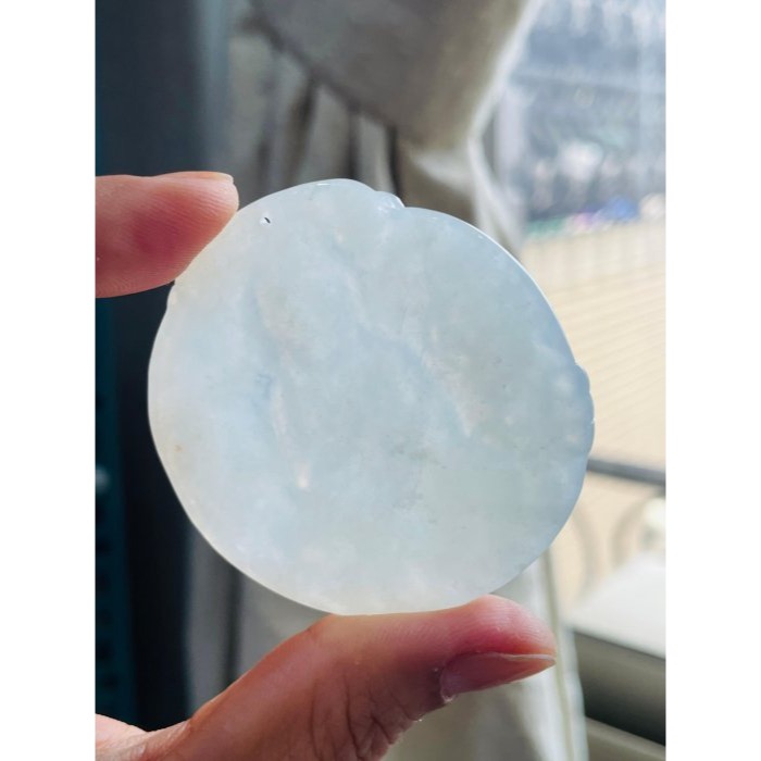 天然A貨緬甸玉 白冰坐蓮大日如來翡翠佛牌 起冰晶透 一刀切透手影 手結智拳印法像清晰莊嚴-細節圖7