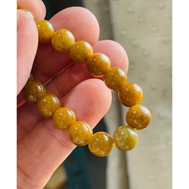 天然A貨緬甸玉 老坑橘紅7mm圓珠翡翠珠串/手鍊 內圍16cm 老熟油亮 紅中帶綠 成色飽和-細節圖4