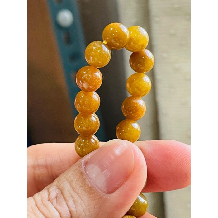 天然A貨緬甸玉 老坑橘紅7mm圓珠翡翠珠串/手鍊 內圍16cm 老熟油亮 紅中帶綠 成色飽和-細節圖5