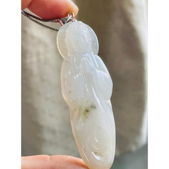 結緣圈粉價~天然A貨緬甸玉 冰膠雪梨黃合掌觀音翡翠佛牌 冰芙蓉底庄好水頭 底妝帶沁點 完美無紋-細節圖2