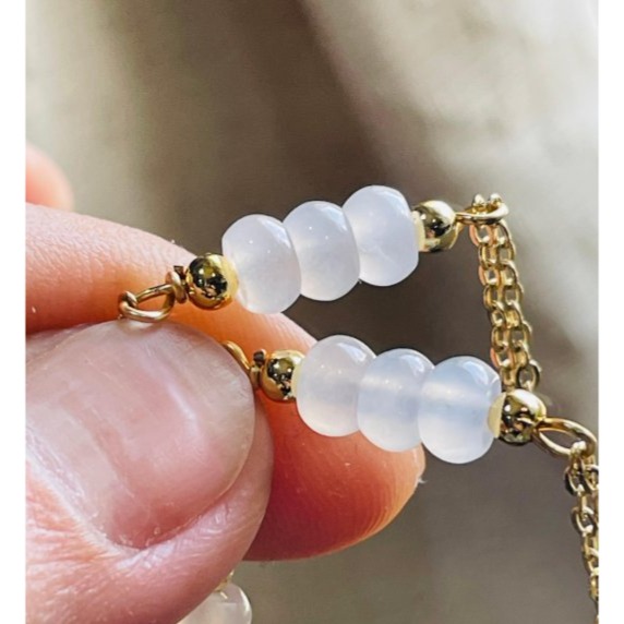 天然A貨緬甸玉 冰玻純色算盤珠流蘇翡翠耳鉤/耳環 晶瑩透繩玻璃種白冰 古典美人款-細節圖7