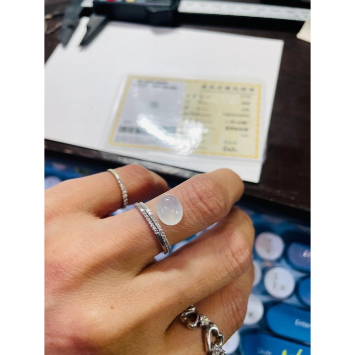 天然A貨緬甸玉 放光 冰玻純色剛光蛋面翡翠裸石 冰起光感 高端鑲嵌件 完美無瑕蛋面-細節圖8