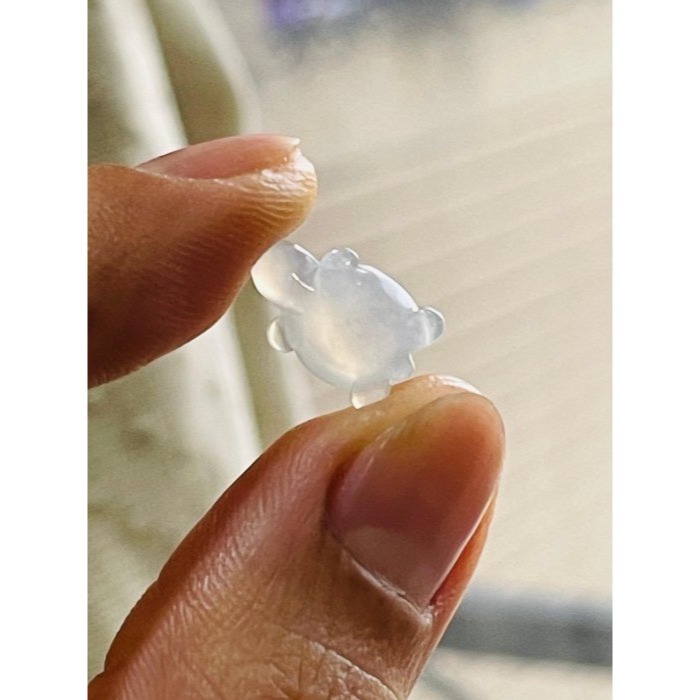 天然A貨緬甸玉 冰膠瑪瑙底白冰手工雕平安龜翡翠裸石 冰膠起光感剛剛龜 晶透爆光好水頭-細節圖6