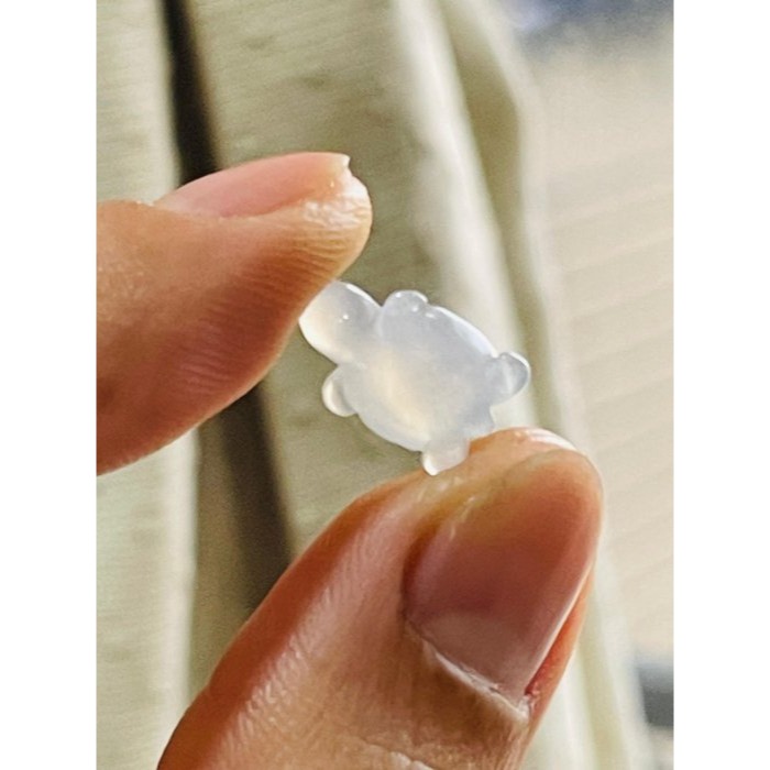 天然A貨緬甸玉 冰膠瑪瑙底白冰手工雕平安龜翡翠裸石 冰膠起光感剛剛龜 晶透爆光好水頭-細節圖7