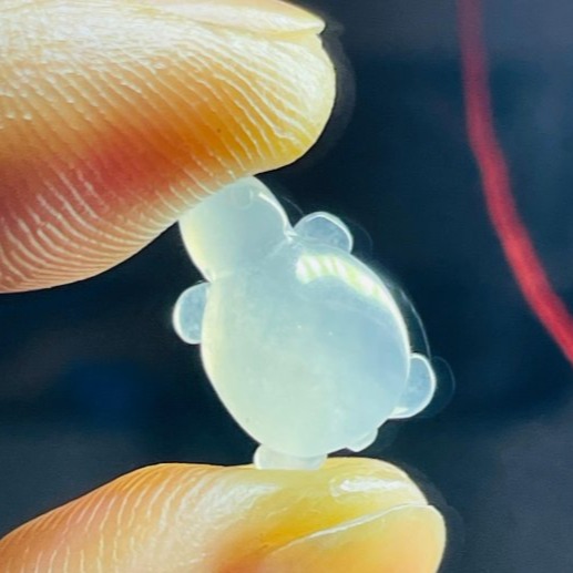 天然A貨緬甸玉 冰膠瑪瑙底白冰手工雕平安龜翡翠裸石 冰膠起光感剛剛龜 晶透爆光好水頭-細節圖8