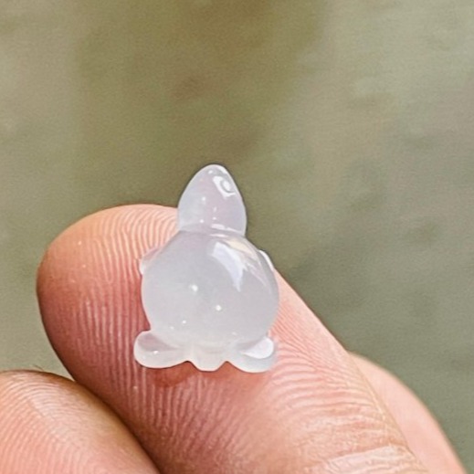 天然A貨緬甸玉 白冰瑪瑙底手工雕平安龜翡翠裸石 冰膠起光感小烏龜 晶透爆光好水頭-細節圖6