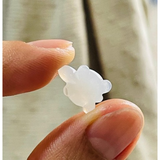 天然A貨緬甸玉 白冰瑪瑙底手工雕平安龜翡翠裸石 冰膠起光感小烏龜 晶透爆光好水頭-細節圖7