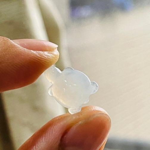 天然A貨緬甸玉 白冰瑪瑙底手工雕平安龜翡翠裸石 冰膠起光感小烏龜 晶透爆光好水頭-細節圖8