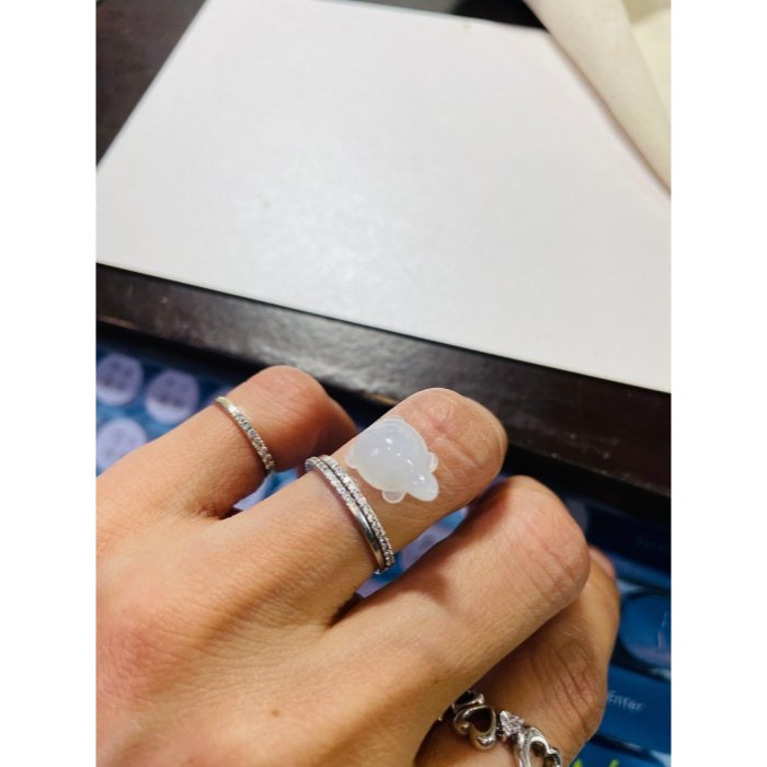 天然A貨緬甸玉 白冰瑪瑙底手工雕平安龜翡翠裸石 冰膠起光感小烏龜 晶透爆光好水頭-細節圖11