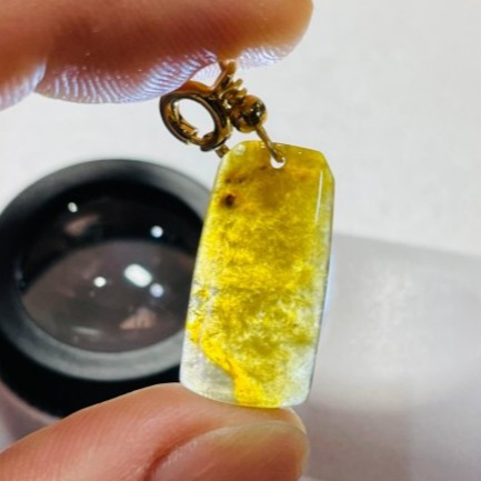 天然A貨緬甸玉 冰蜜糖黃小無事牌翡翠隨意扣 天然冰潤 成色飽和 很小 厚度比例完美-細節圖9