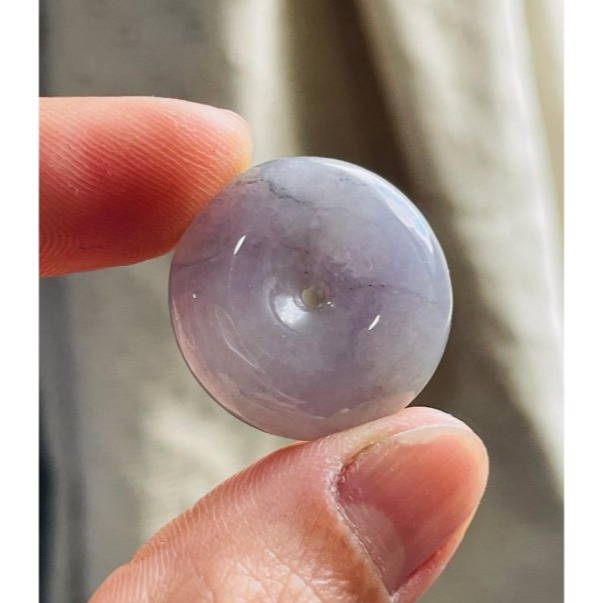 天然A貨緬甸玉 冰膠老坑烏雞紫平安扣翡翠玉墜 膠潤色濃色滿不露白 有厚度圓澎胖扣-細節圖3