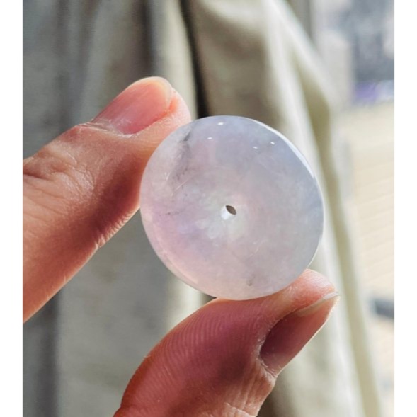 天然A貨緬甸玉 冰膠老坑烏雞紫平安扣翡翠玉墜 膠潤色濃色滿不露白 有厚度圓澎胖扣-細節圖6