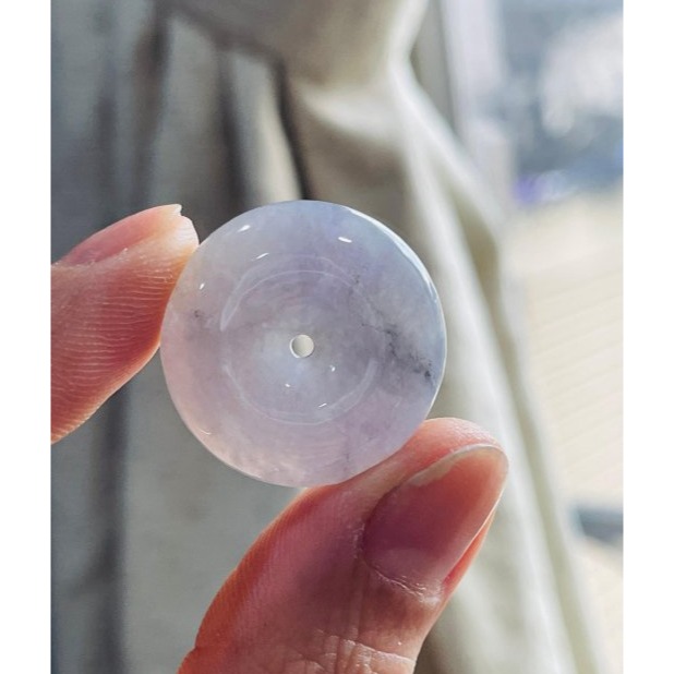 天然A貨緬甸玉 冰膠老坑烏雞紫平安扣翡翠玉墜 膠潤色濃色滿不露白 有厚度圓澎胖扣-細節圖7