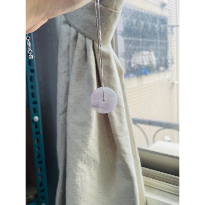 天然A貨緬甸玉 冰膠老坑烏雞紫平安扣翡翠玉墜 膠潤色濃色滿不露白 有厚度圓澎胖扣-細節圖8