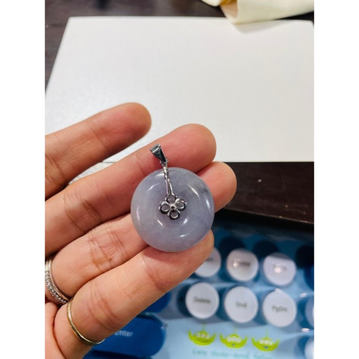 天然A貨緬甸玉 冰膠老坑烏雞紫平安扣翡翠玉墜 膠潤色濃色滿不露白 有厚度圓澎胖扣-細節圖11