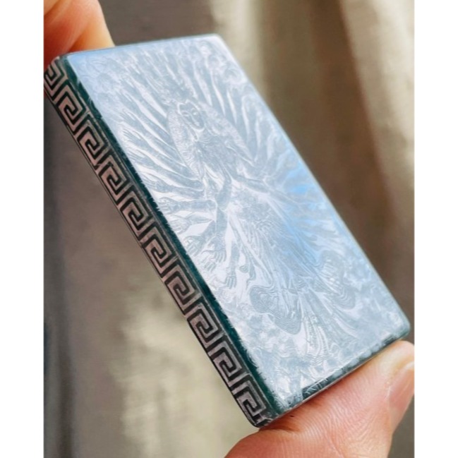 天然A貨翡翠 冰潤危綠雷射雕千手觀音翡翠佛牌 全透光滿綠瓜料 完美方正牌形 雷射噴砂 背面六字箴言-細節圖3