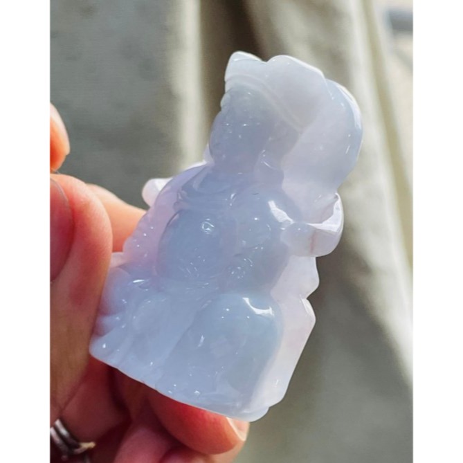 天然A貨緬甸玉 膠潤粉紫俏綠廣澤尊王翡翠玉牌 芙蓉細肉底庄 粉嫩紫底帶抹淡綠 色滿不露白-細節圖4