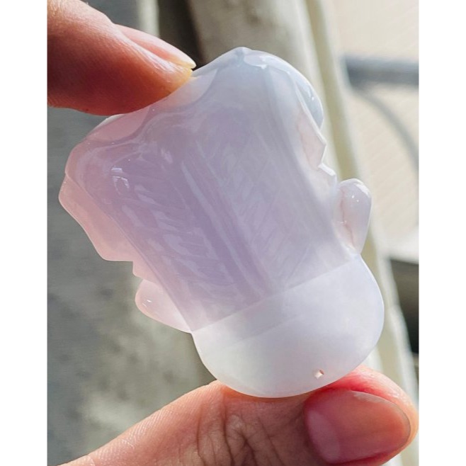 天然A貨緬甸玉 膠潤粉紫俏綠廣澤尊王翡翠玉牌 芙蓉細肉底庄 粉嫩紫底帶抹淡綠 色滿不露白-細節圖7