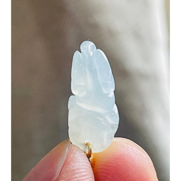 天然A貨緬甸玉 冰玻種白冰手工巧雕招財貔貅翡翠隨意扣 泛光晶透玻璃種 純色乾淨冰膠底庄 不大 小高貨-細節圖7
