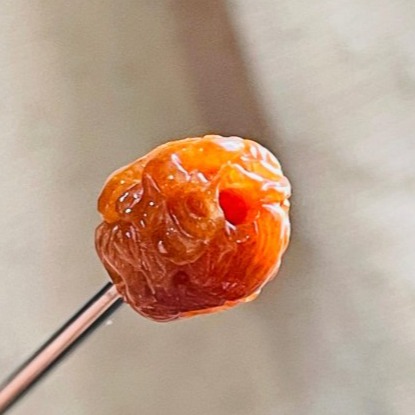 天然A貨緬甸玉 冰亮紅360度環繞微雕一條龍翡翠小龍珠 老熟起冰油亮 色滿勻稱 天然冰紅肉通孔頂珠-細節圖8