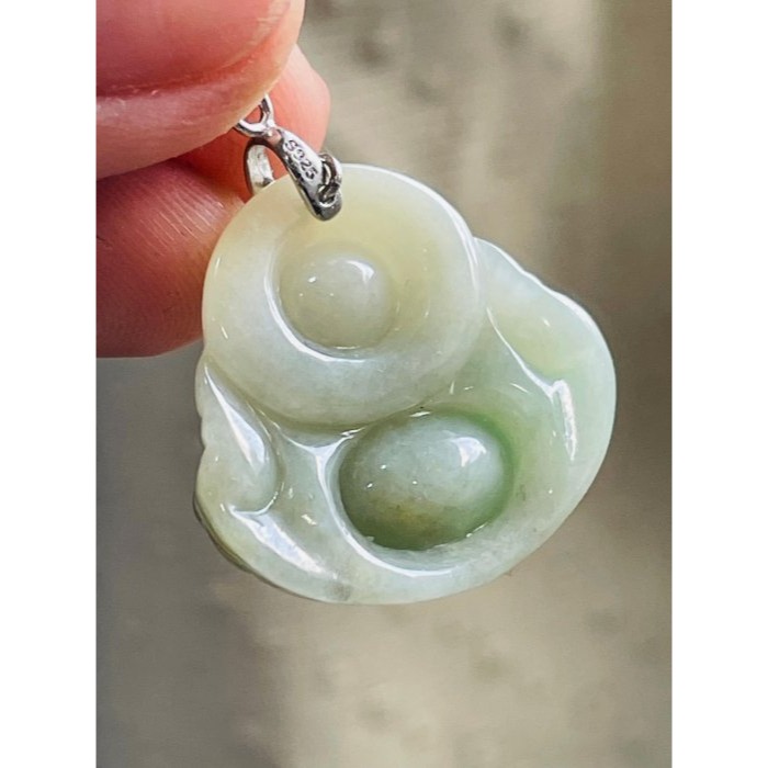 天然A貨緬甸玉 芙蓉種 膠潤黃加綠佛公/彌勒佛翡翠玉墜 細肉芙蓉底庄 梨黃滿底色鮮綠點綴飽滿圓肚-細節圖8