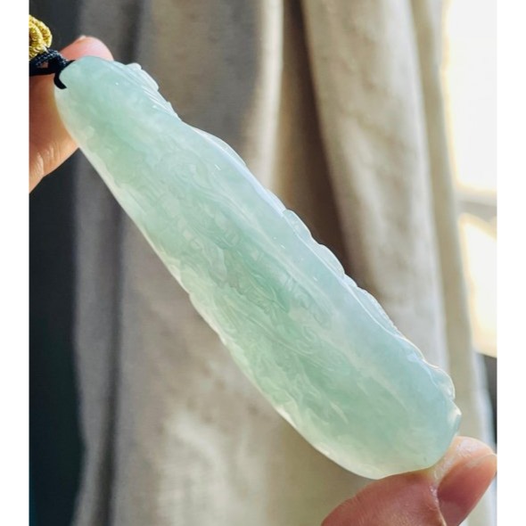 天然A貨緬甸玉 冰膠晴綠雙面精工獨家版天上聖母/提燈媽祖翡翠佛牌 色滿勻稱過底 千順護航祖廟加持 法像精開 工藝精湛-細節圖5