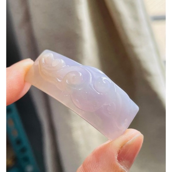 天然A貨緬甸玉 老坑冰藕紫三彩手工雕事事如意翡翠手牌/手鍊 Q潤膠感瑪瑙底裝 乾淨粉橘 過底粉紫 翠綠添彩 色滿不失色-細節圖2