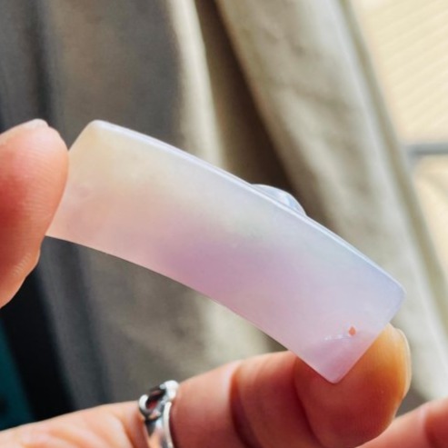 天然A貨緬甸玉 老坑冰藕紫三彩手工雕事事如意翡翠手牌/手鍊 Q潤膠感瑪瑙底裝 乾淨粉橘 過底粉紫 翠綠添彩 色滿不失色-細節圖6