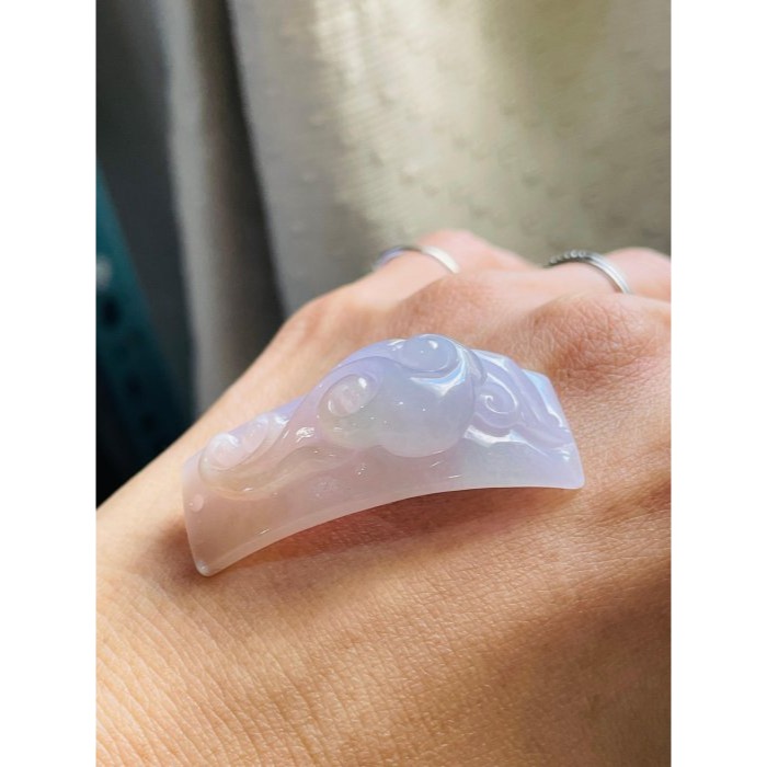 天然A貨緬甸玉 老坑冰藕紫三彩手工雕事事如意翡翠手牌/手鍊 Q潤膠感瑪瑙底裝 乾淨粉橘 過底粉紫 翠綠添彩 色滿不失色-細節圖7