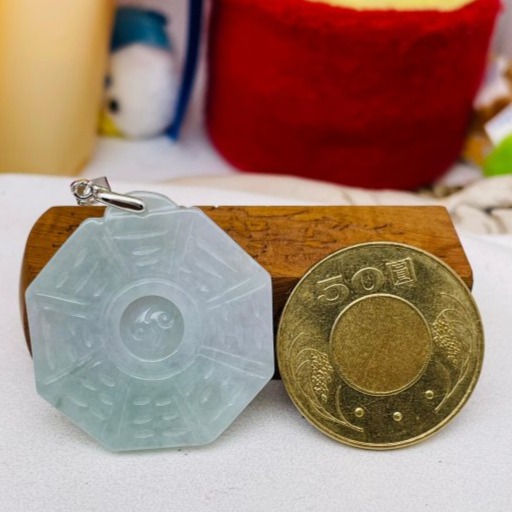 天然A貨緬甸玉 冰潤淡底色太極八卦翡翠玉墜 起冰淡綠 色淡能見色 透手影帶水頭 配戴無壓力大小-細節圖3