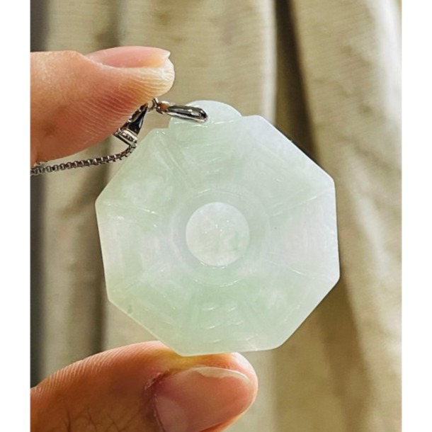 天然A貨緬甸玉 冰潤淡底色太極八卦翡翠玉墜 起冰淡綠 色淡能見色 透手影帶水頭 配戴無壓力大小-細節圖6