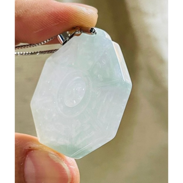 天然A貨緬甸玉 冰潤小飄花太極八卦翡翠玉墜 晶透起冰 飄綠絲小綠花 透手好水頭 配戴無壓力大小-細節圖4