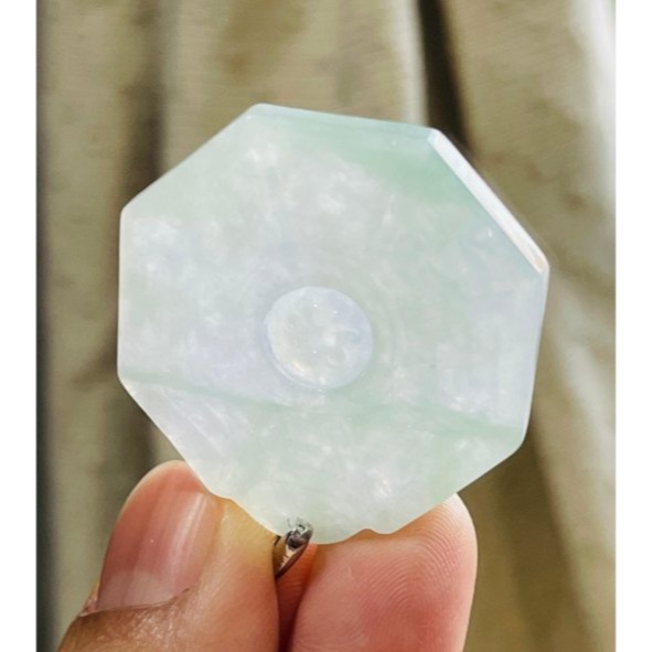 天然A貨緬甸玉 冰潤小飄花太極八卦翡翠玉墜 晶透起冰 飄綠絲小綠花 透手好水頭 配戴無壓力大小-細節圖6