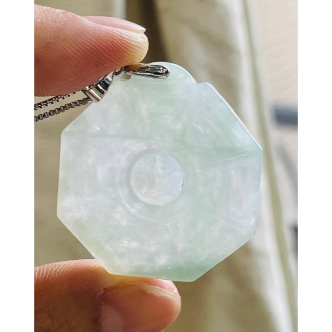 天然A貨緬甸玉 冰潤小飄花太極八卦翡翠玉墜 晶透起冰 飄綠絲小綠花 透手好水頭 配戴無壓力大小-細節圖7