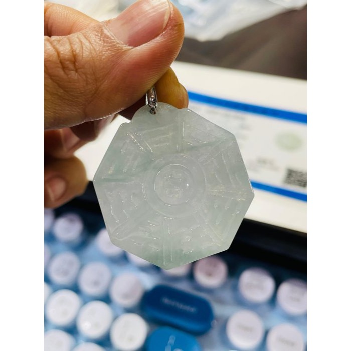 天然A貨緬甸玉 冰潤小飄花太極八卦翡翠玉墜 晶透起冰 飄綠絲小綠花 透手好水頭 配戴無壓力大小-細節圖10