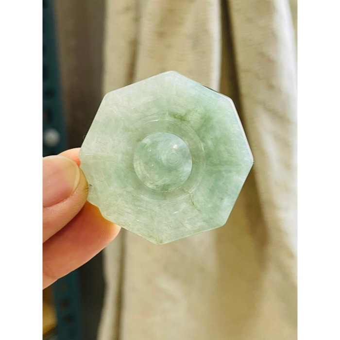 天然A貨緬甸玉 冰潤晴藍太極八卦翡翠玉墜 乾淨無色根底妝 透手冰油青 大小配戴合宜-細節圖5