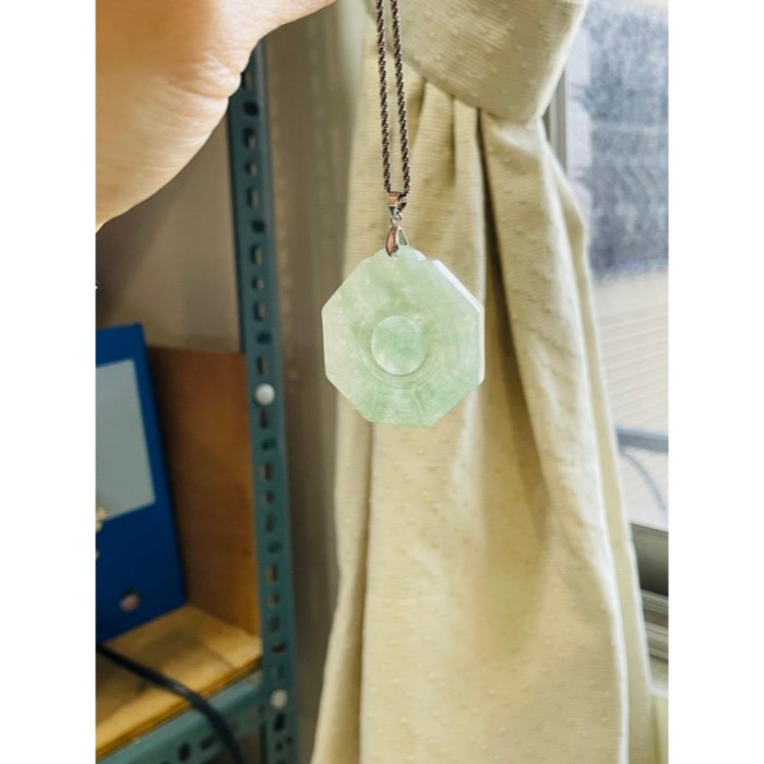 天然A貨緬甸玉 冰潤晴藍太極八卦翡翠玉墜 乾淨無色根底妝 透手冰油青 大小配戴合宜-細節圖7