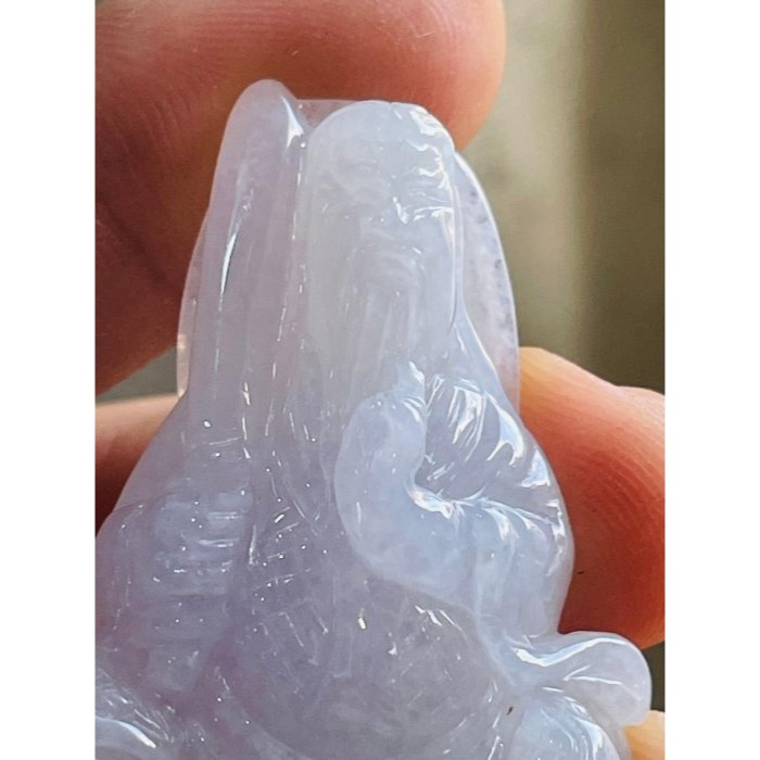 天然A貨緬甸玉 冰潤淡紫立體雕玄天上帝翡翠玉墜 淡粉紫底色近白 一抹能見紫 易配戴大小-細節圖3