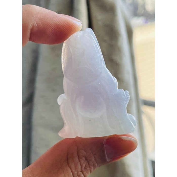 天然A貨緬甸玉 冰潤淡紫立體雕玄天上帝翡翠玉墜 淡粉紫底色近白 一抹能見紫 易配戴大小-細節圖7