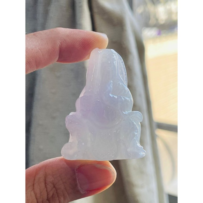 天然A貨緬甸玉 冰潤淡紫立體雕玄天上帝翡翠玉墜 淡粉紫底色近白 一抹能見紫 易配戴大小-細節圖8
