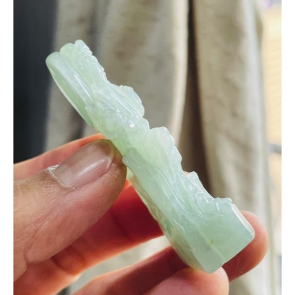 天然A貨緬甸玉 冰潤晴綠立體雕玄天上帝翡翠玉墜 起冰透光滿綠底色 有色帶水頭 工藝立體法像清晰-細節圖5