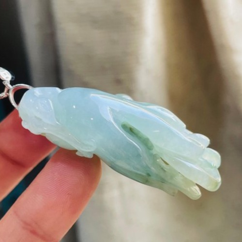 天然A貨緬甸玉 老坑藍綠俏梨黃雙彩手工透雕福祿瓜翡翠玉墜 冰帶膠感底妝 色滿不露白 鏤空立體飽滿佛手瓜-細節圖6